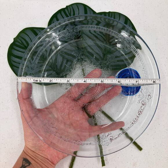 Vintage 1940s Fire King Sapphire Blue Tint Glass Philbe Mandala Pie Dish Plate - Picture 5 of 6